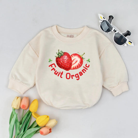 Strawberry Baby Romper Organic Cotton Summer Outfit Cute Toddler Clothes Aesthetic Baby Gift for Girls and Boys