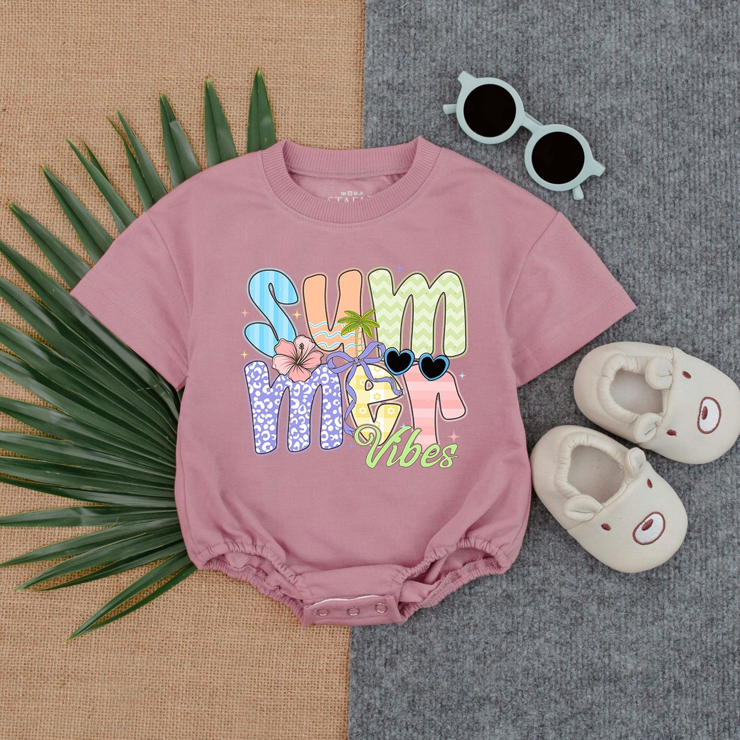 Summer Vibes Baby Bubble Romper, Cute Toddler Summer Outfit, Beach Day T-shirt Romper, Vacation Baby Clothes, Soft & Comfortable