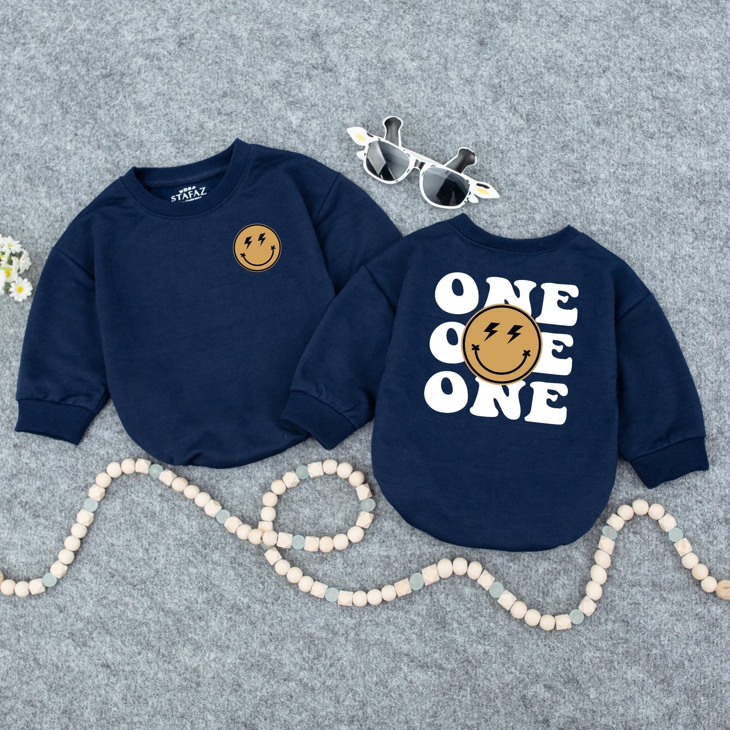 One Happy Dude 1st Birthday Romper, Smiley Face Lightning Bolt Outfit, Cool Baby Bodysuit, Modern Playful Newborn Clothes Shower Gift, Family Photos (139 chars)