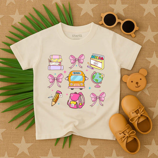 Cute Back to School Toddler Girl T-Shirt First Day Preschool Kindergarten Outfit Funny Graphic Tee for Little Girls School Shirt