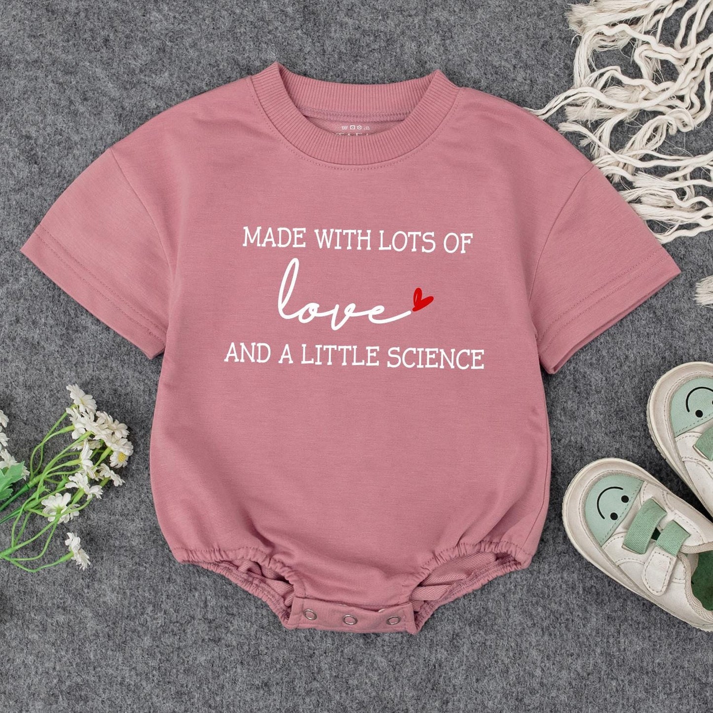 Made with Lots of Love and a Little Science IVF Baby Romper and Sweatshirt Set Cute Science Bodysuit Baby Shower Gift for New Moms and Babies