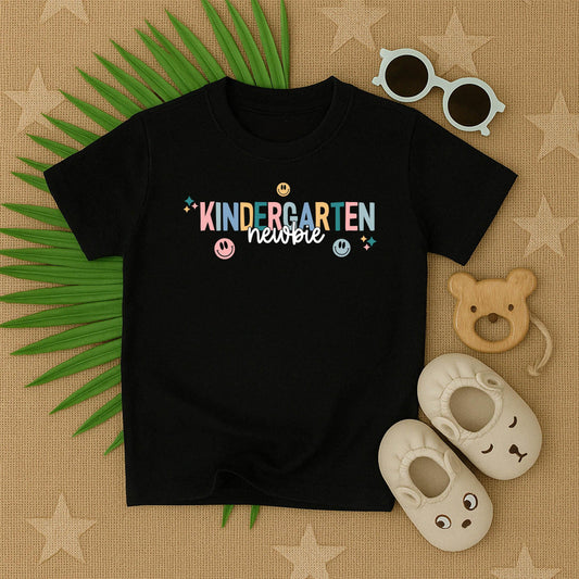 Hello Kindergarten Newbie Back to School Toddler T-Shirt First Day Preschool Outfit Kids Happy Face Design Soft Cotton Gift