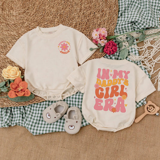 Personalized In My Daddy's Girl Era Romper for Baby Girl - Cute Short Sleeve Outfit, Retro Father's Day Gift from Daughter