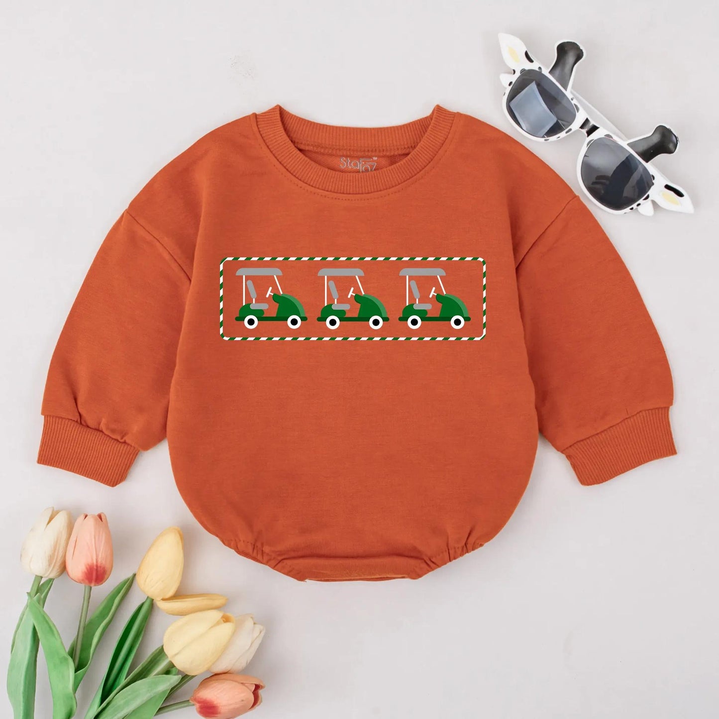 Adorable Golf Cart Baby Romper Cute Toddler Cotton Golf Shirt Sporty Baby Clothes Soft Sports Outfit for Little Golfers