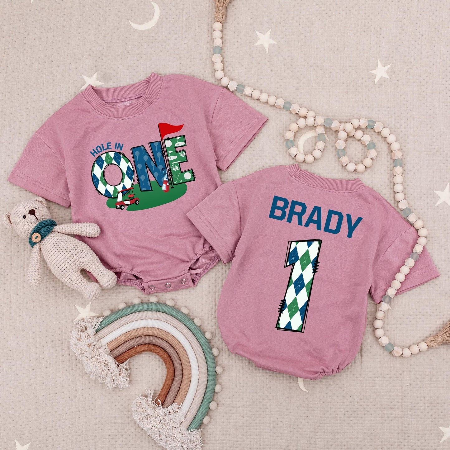 Hole-In-One 1st Birthday Golf Romper Outfit, Brady Number One Birthday, Future Golfer Tee, Golfing First Birthday, Cake Smash Cotton Bodysuit Gift 138