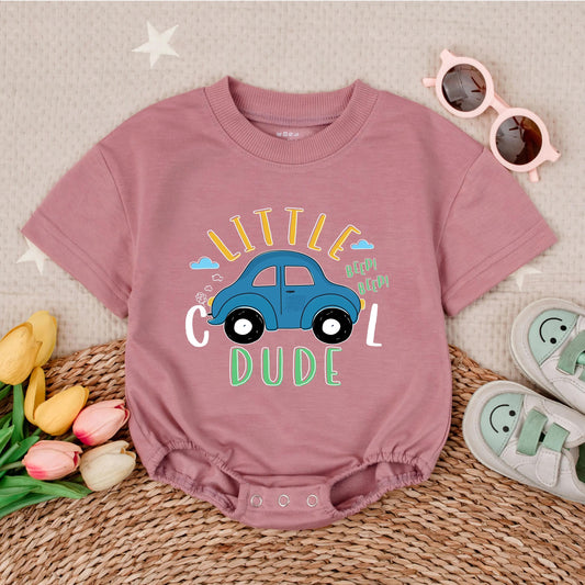 Little Cool Dude Bubble Romper for Toddler Boys Summer Outfit Short Sleeve Baby Clothes Adorable Infant Bodysuit Perfect Baby Shower Gift Neutral Hue