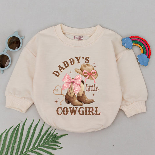 Daddy's Little Cowgirl Romper Set, Western Baby Girl Outfit with Cowboy Boots, Country Father's Day Gift, Daddy's Girl Bodysuit, Rodeo Ready 137