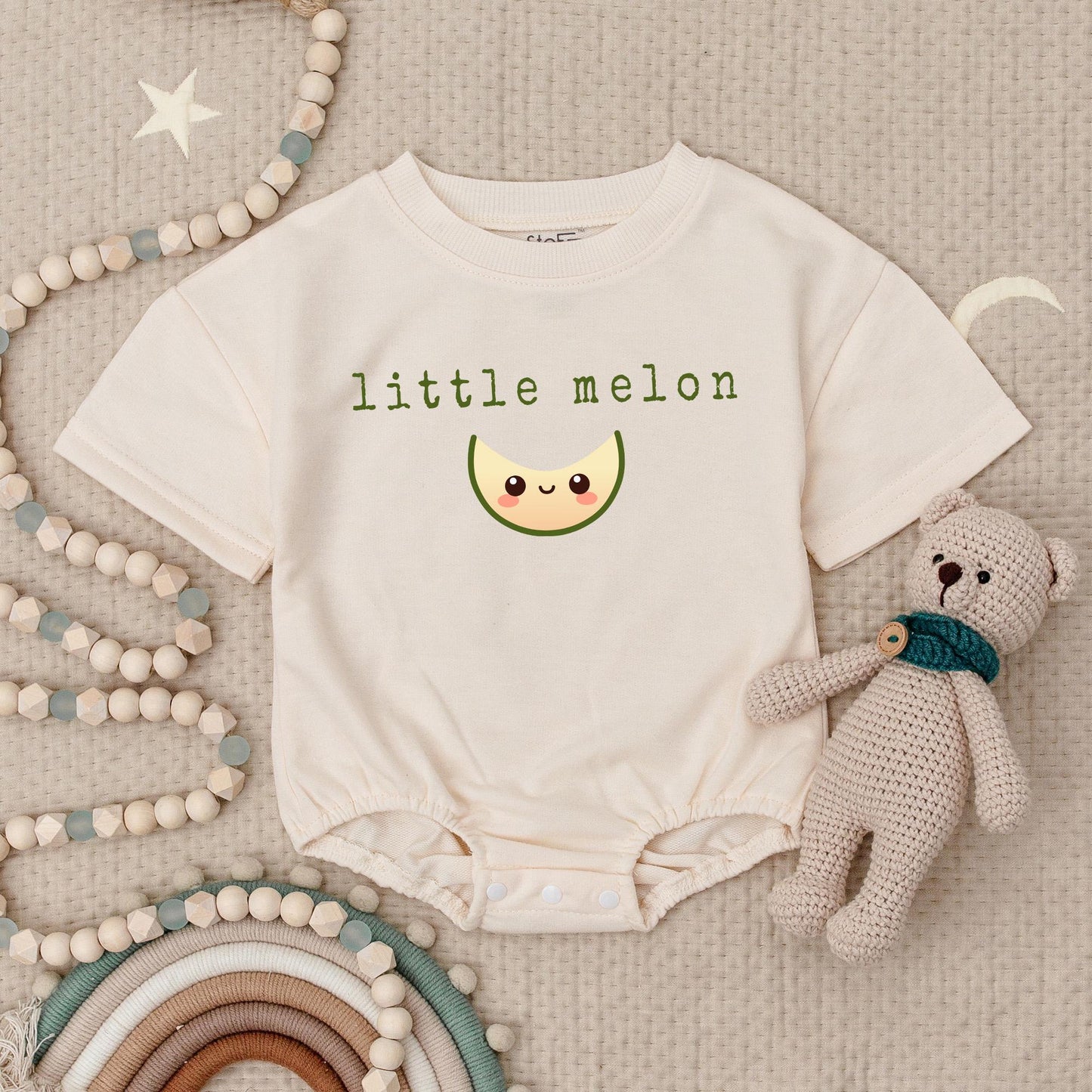 Little Melon Romper: Cute Cartoon Watermelon Slice Bodysuit for Baby, Vegan Friendly Gift, Summer Bubble Romper, Adorable Fruit Babysuit, Soft & Comfy (139 chars)