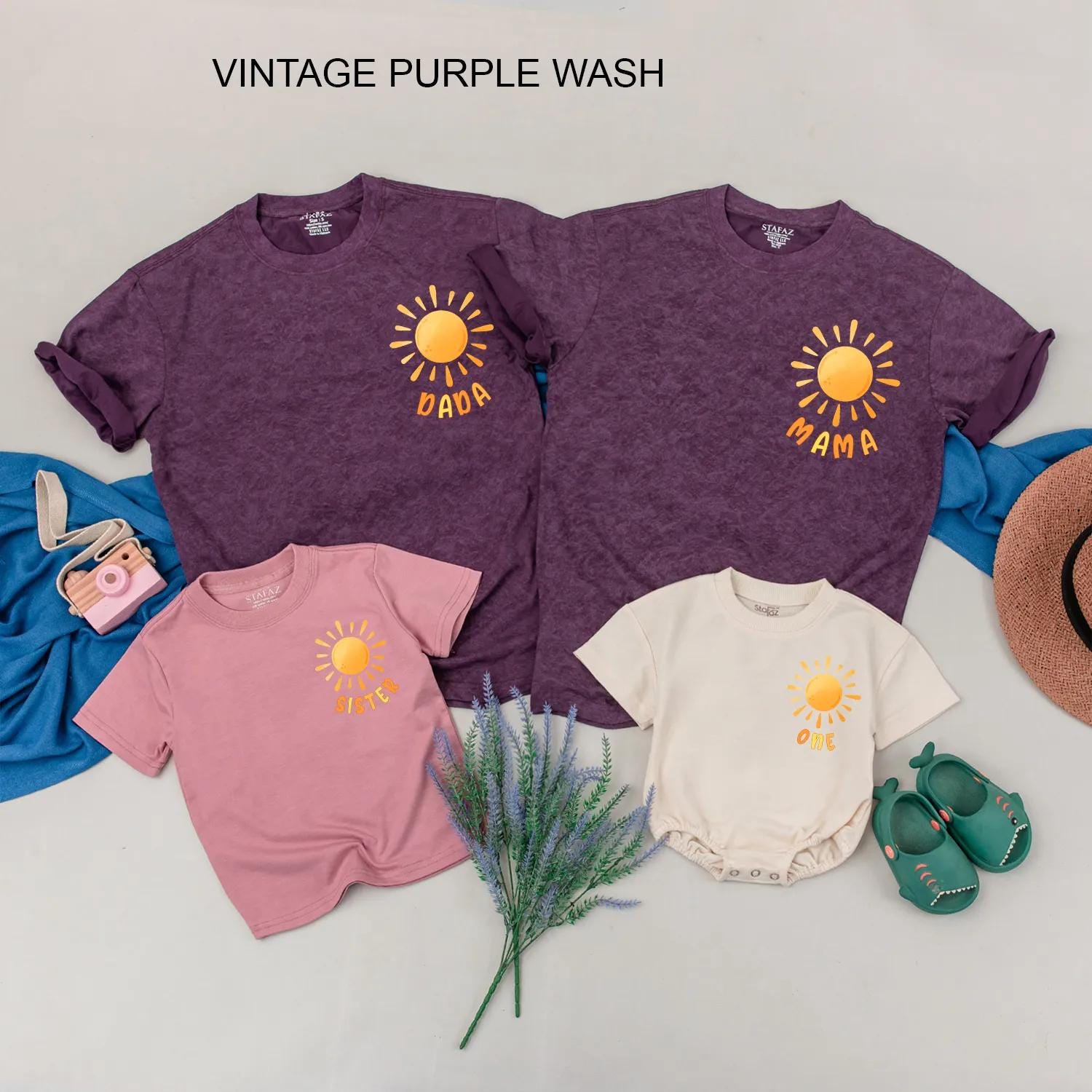 Personalized Sunshine Family Matching Birthday Shirts for Baby's First 1st Birthday Party Boho Sun Design Comfortable Cotton Outfits