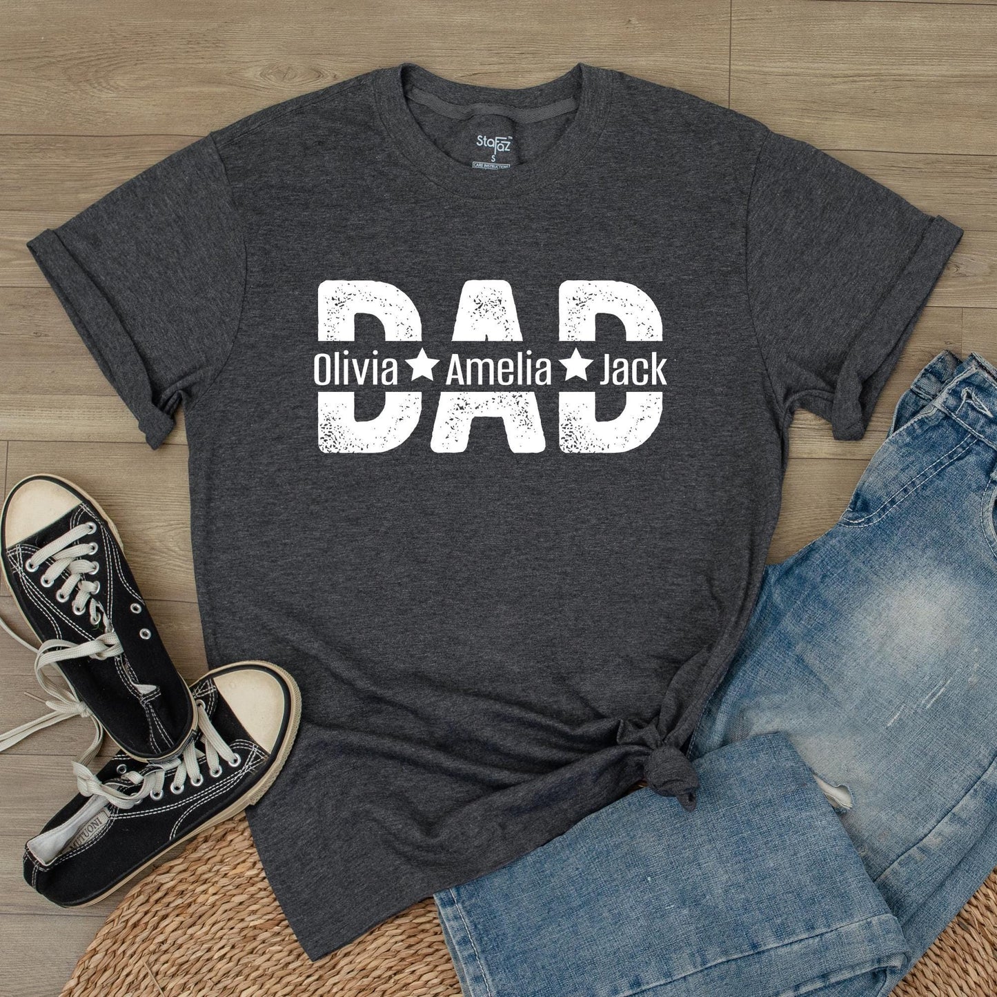 Personalized Dad Est. Shirt with Kids Names Custom Year Father's Day Gift Dad Established T-Shirt Comfortable Cotton