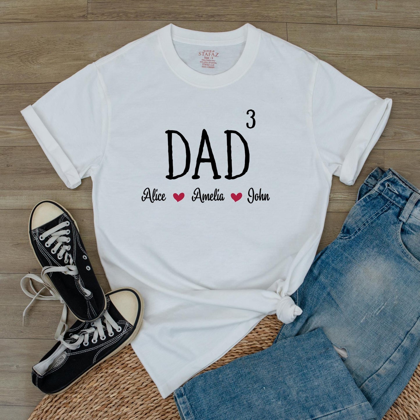 Custom Dad Shirt with Kid Names Father's Day Gift Personalized Dad Tee for Husband Daddy Shirt with Kid Names Casual Party Present