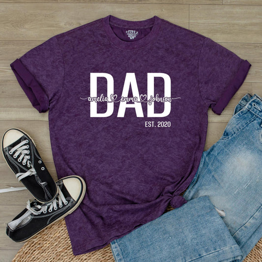 Custom Dad Shirt With Kids Names Personalized Father's Day Gift for New Dad Daddy Tee Comfortable Cotton