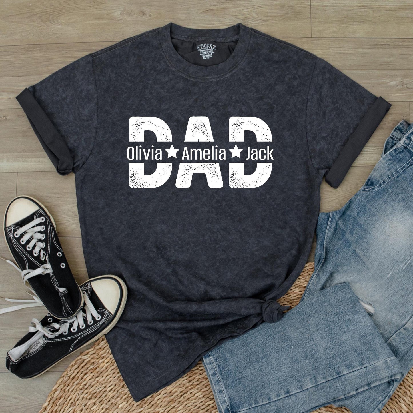 Personalized Dad Est. Shirt with Kids Names Custom Year Father's Day Gift Dad Established T-Shirt Comfortable Cotton