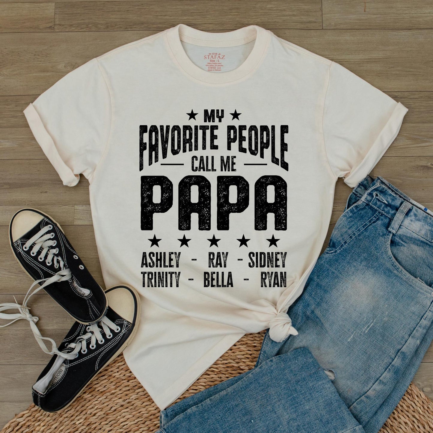 Custom Papa Shirt My Favorite People Call Me Papa Personalized with Kids Names Father's Day Gift Idea
