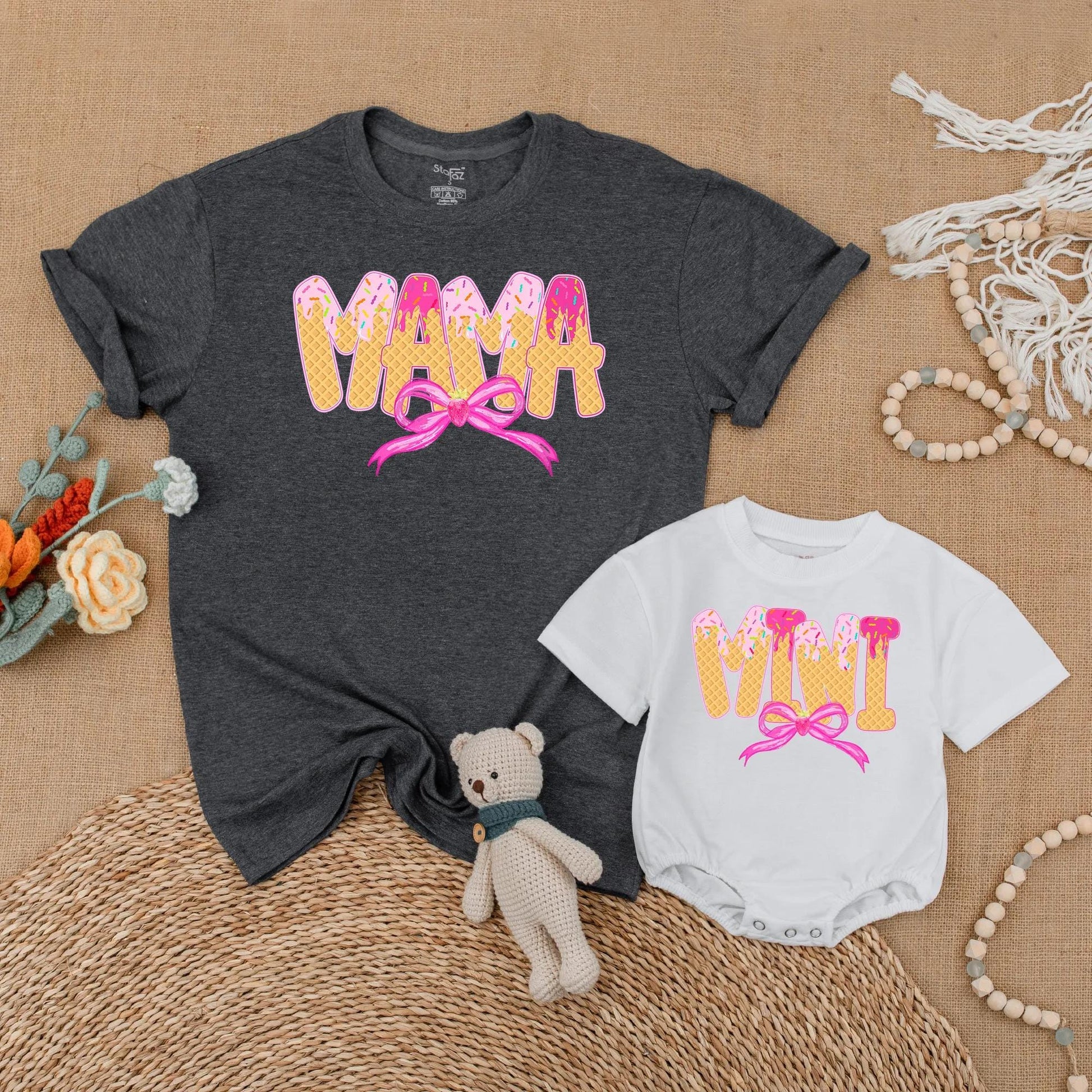 Mama and Mini Ice Cream Cone Matching Shirt Cute Mommy and Me Outfit Sweet Sprinkle Mother Daughter Gift
