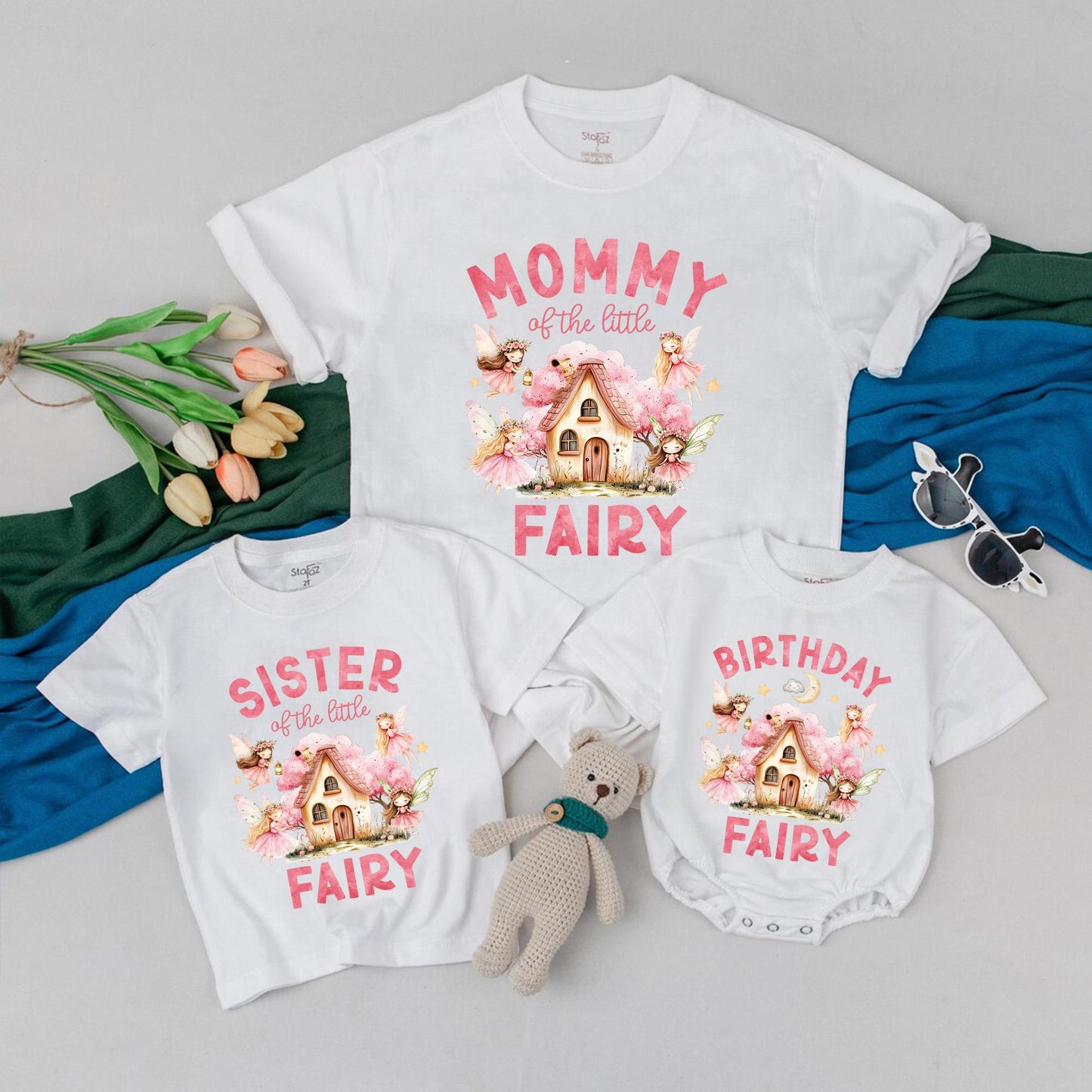 Magical Fairy Birthday Family T-Shirts Custom Names Mommy and Me Outfit Enchanted Fairy Party Gifts