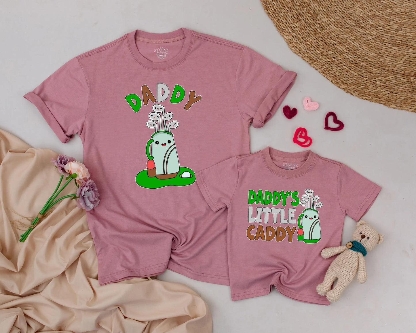 Personalized Golf Dad & Baby Matching Outfit Daddy’s Little Caddy Cute Father’s Day Baby Boy Golf Gift
