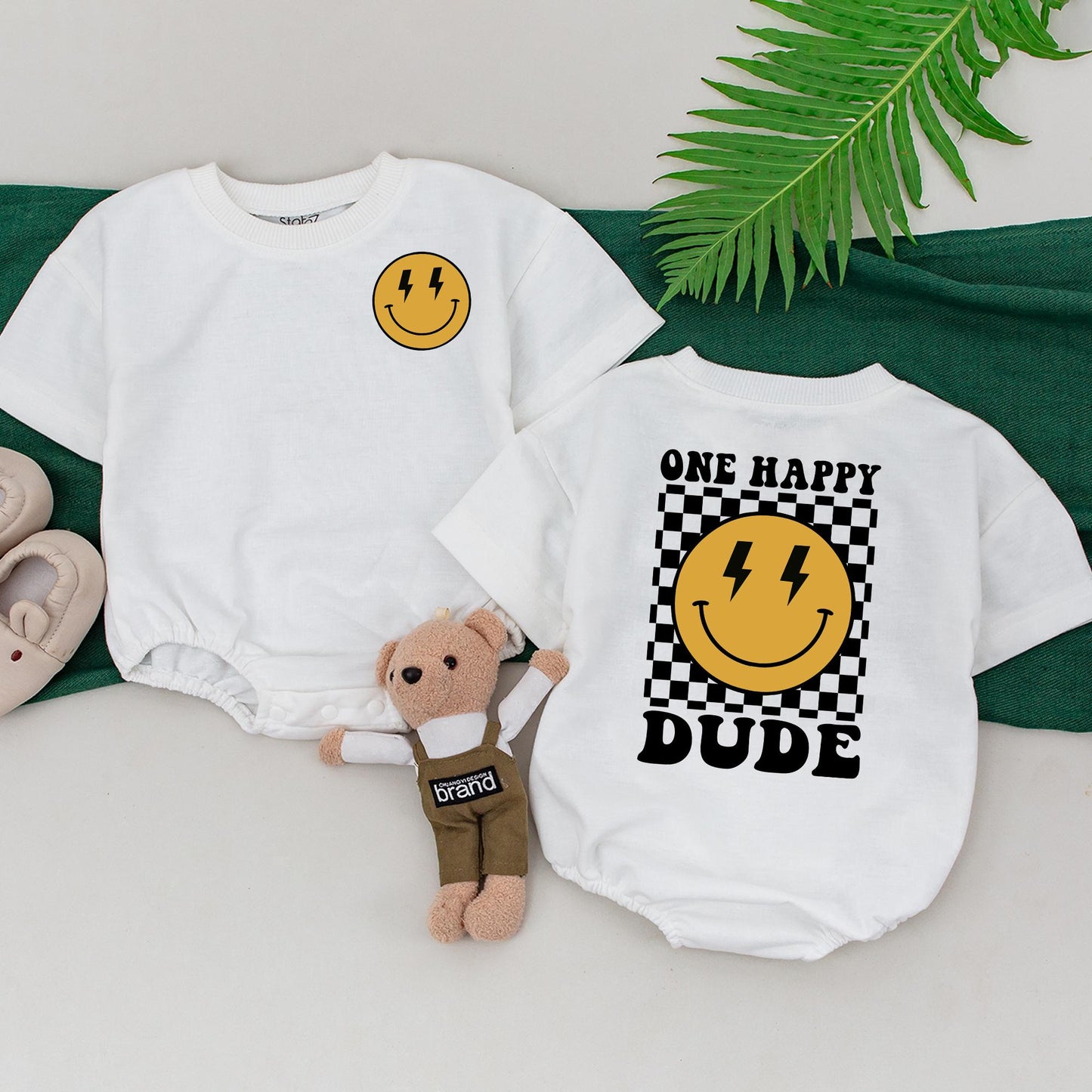 One Happy Dude First Birthday Shirt Matching Family Outfits Baby Boy Celebration Smiley Face Design Cotton Comfortable Party Outfit