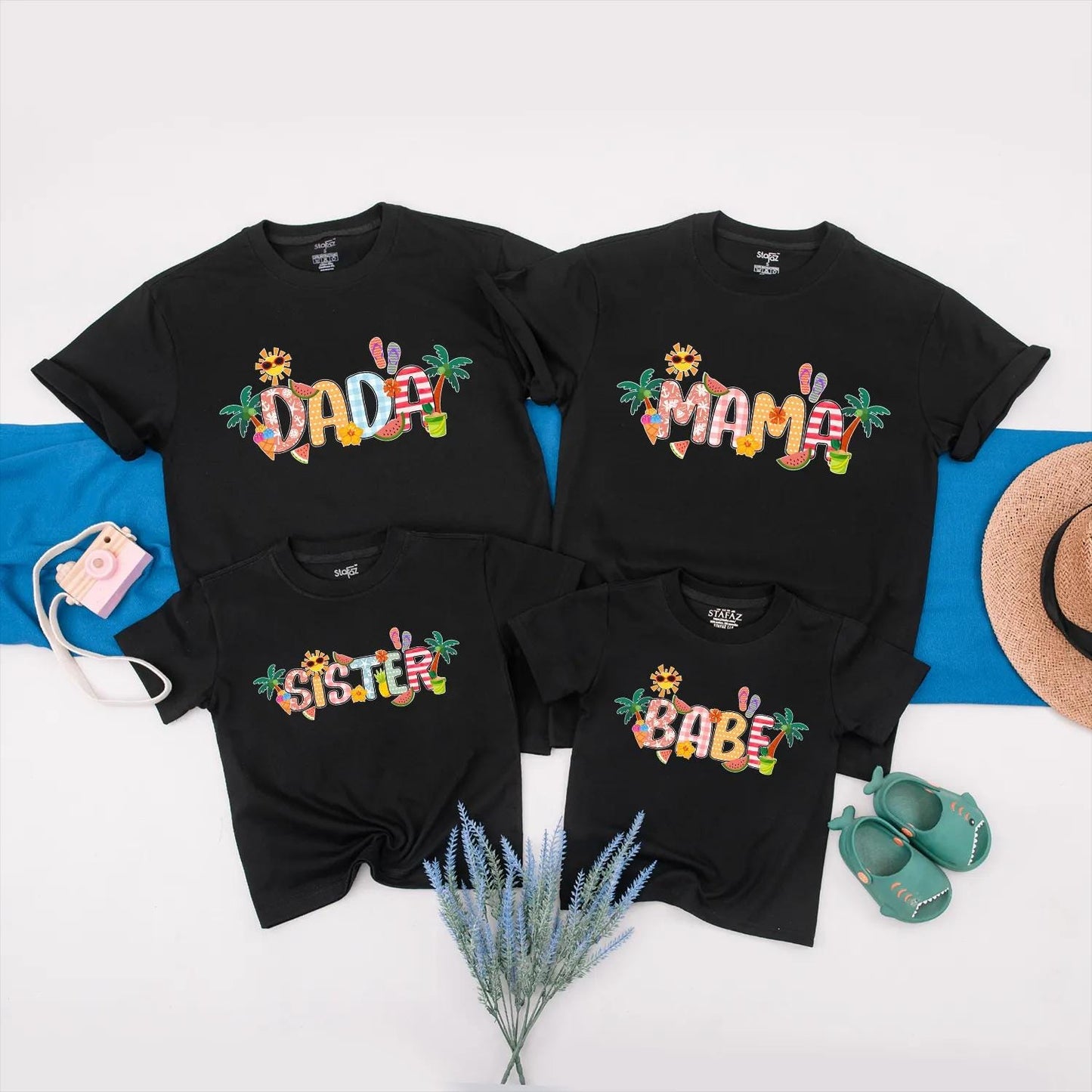 Matching Family Vacation Shirts: DADA, MAMA, SISTER, BABY Tropical Tees, Summer Beach Outfits for Family Fun! Custom