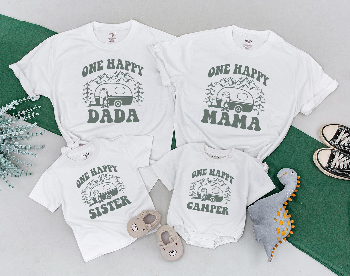 One Happy Camper First Birthday Shirt Cute Camping Theme Family Matching Tees for Boys Girls & Toddlers