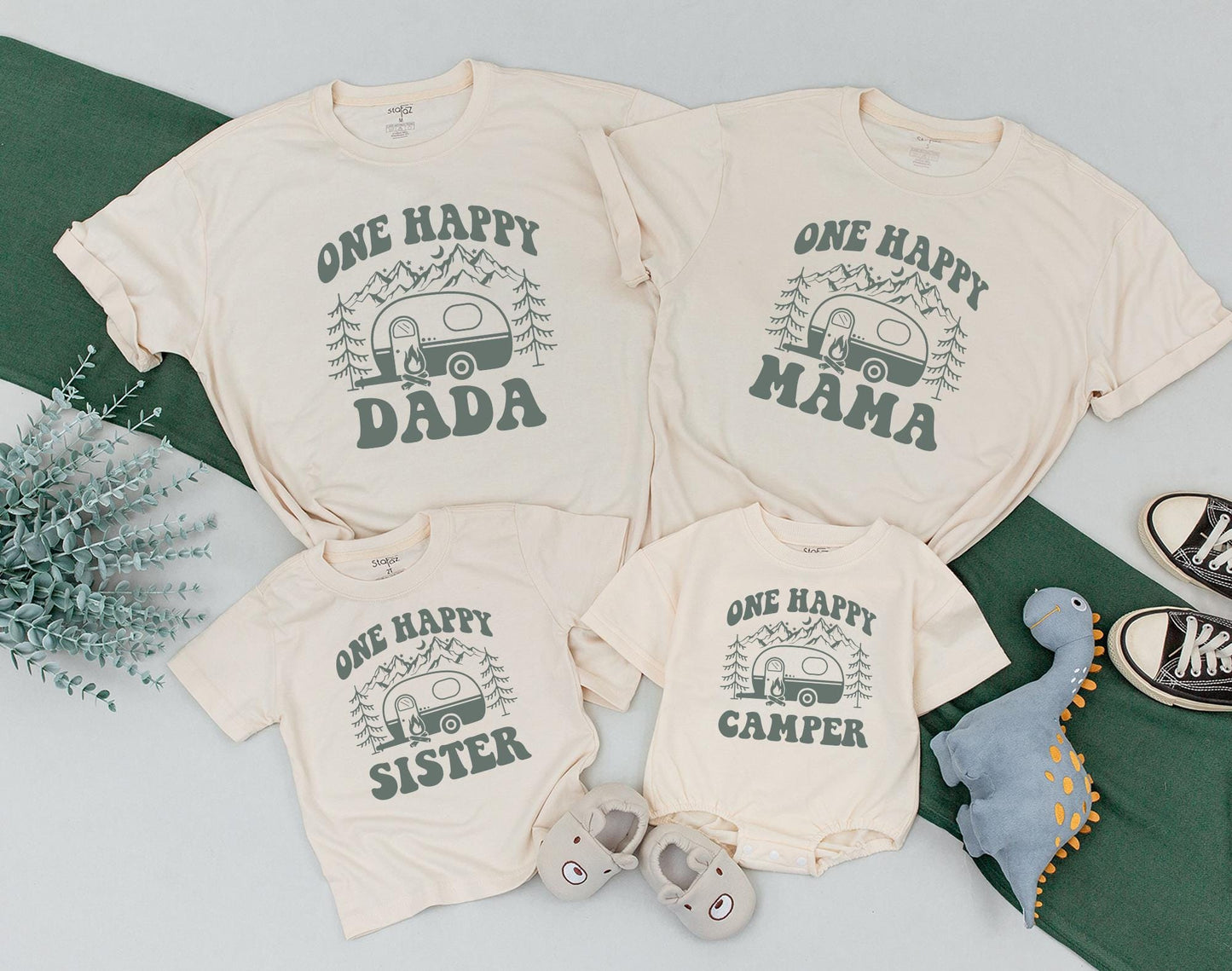 One Happy Camper First Birthday Shirt Cute Camping Theme Family Matching Tees for Boys Girls & Toddlers