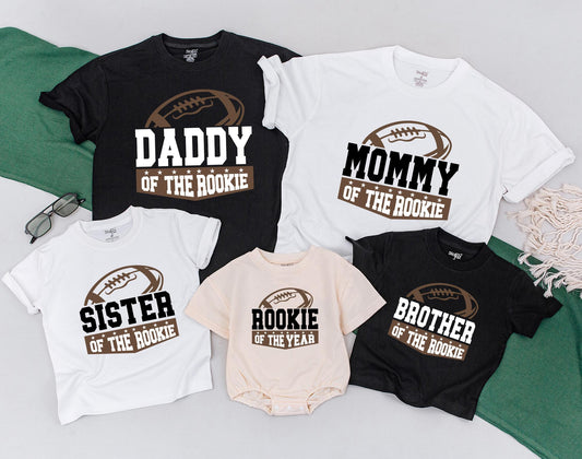 Football Family 1st Birthday Shirts: Rookie of the Year! Matching Mommy & Me Outfit, Custom Baby Romper & Football Birthday Boy Family Shirts