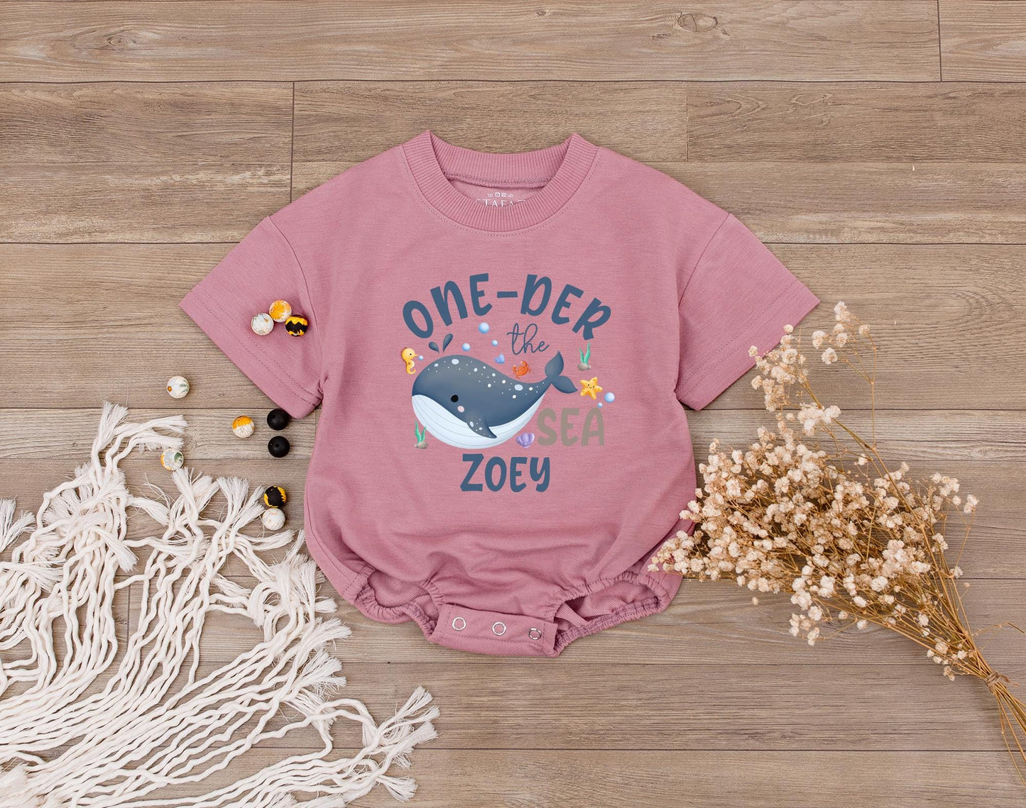 Matching Family Oneder The Sea Ocean Birthday Shirts Mermaid Baby Boy Romper Outfit Custom Name First Birthday Bodysuit Aquarium Sea Animals Theme