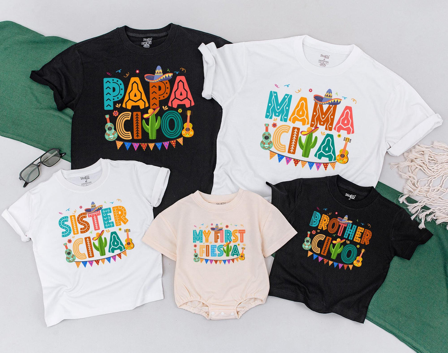 Uno Fiesta Birthday Family Matching Shirts for My First Fiesta Taco Bout One Baby Bodysuit and Abuela Mexican Party Outfit Gift
