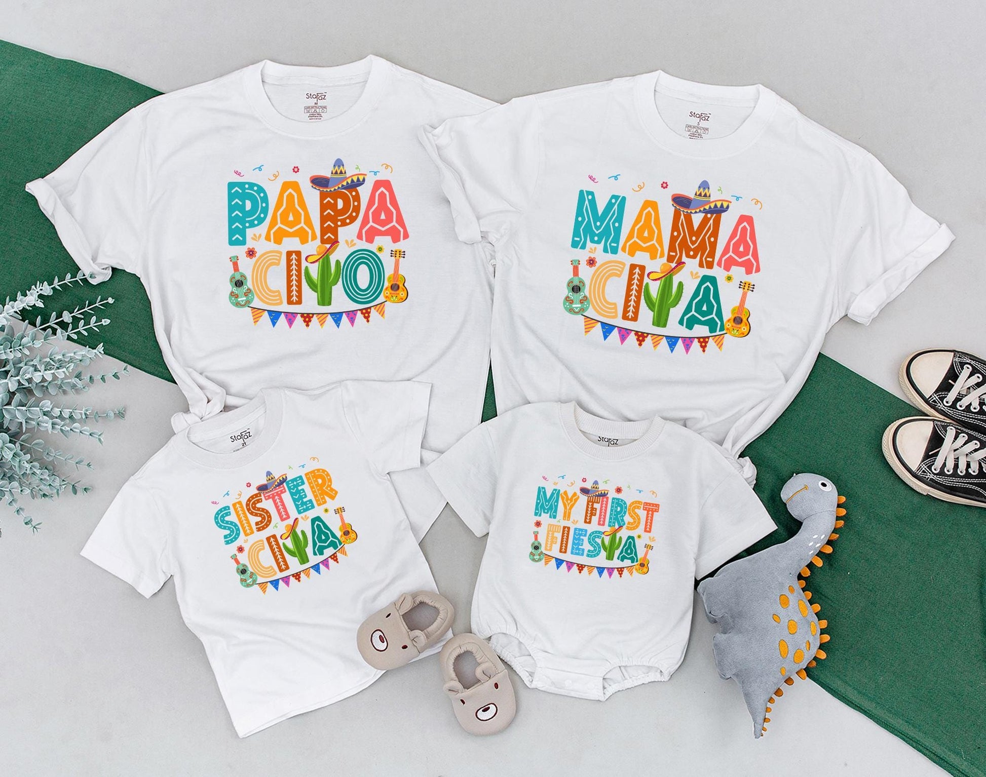 Uno Fiesta Birthday Family Matching Shirts for My First Fiesta Taco Bout One Baby Bodysuit and Abuela Mexican Party Outfit Gift