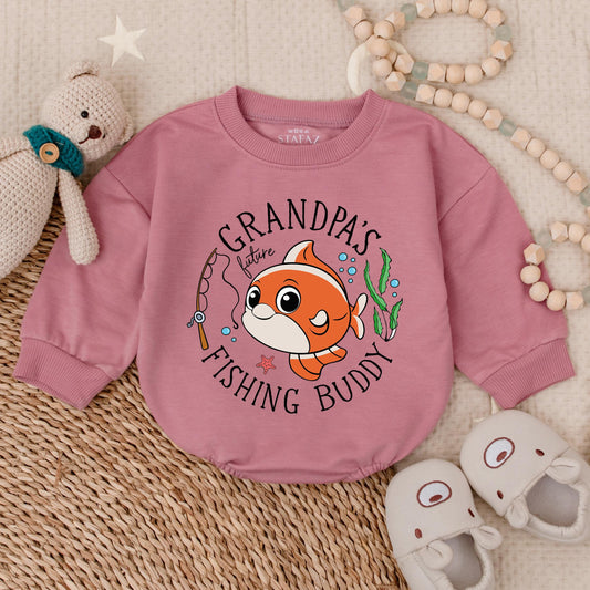 Grandpa's Future Fishing Buddy Baby Boy Romper First Father's Day Outfit Cute Newborn Bubble Bodysuit Gift Comfortable Cotton Apparel