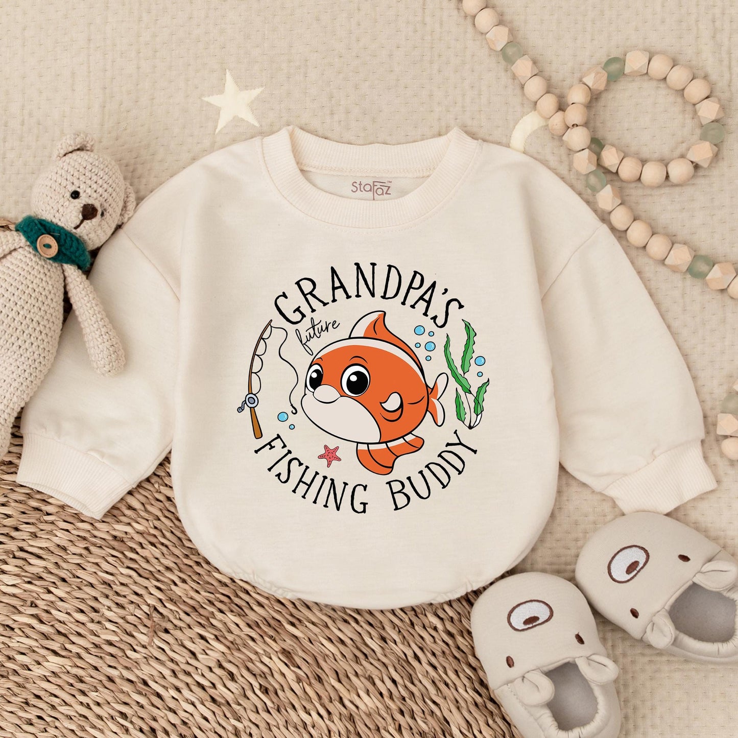 Grandpa's Future Fishing Buddy Baby Boy Romper First Father's Day Outfit Cute Newborn Bubble Bodysuit Gift Comfortable Cotton Apparel