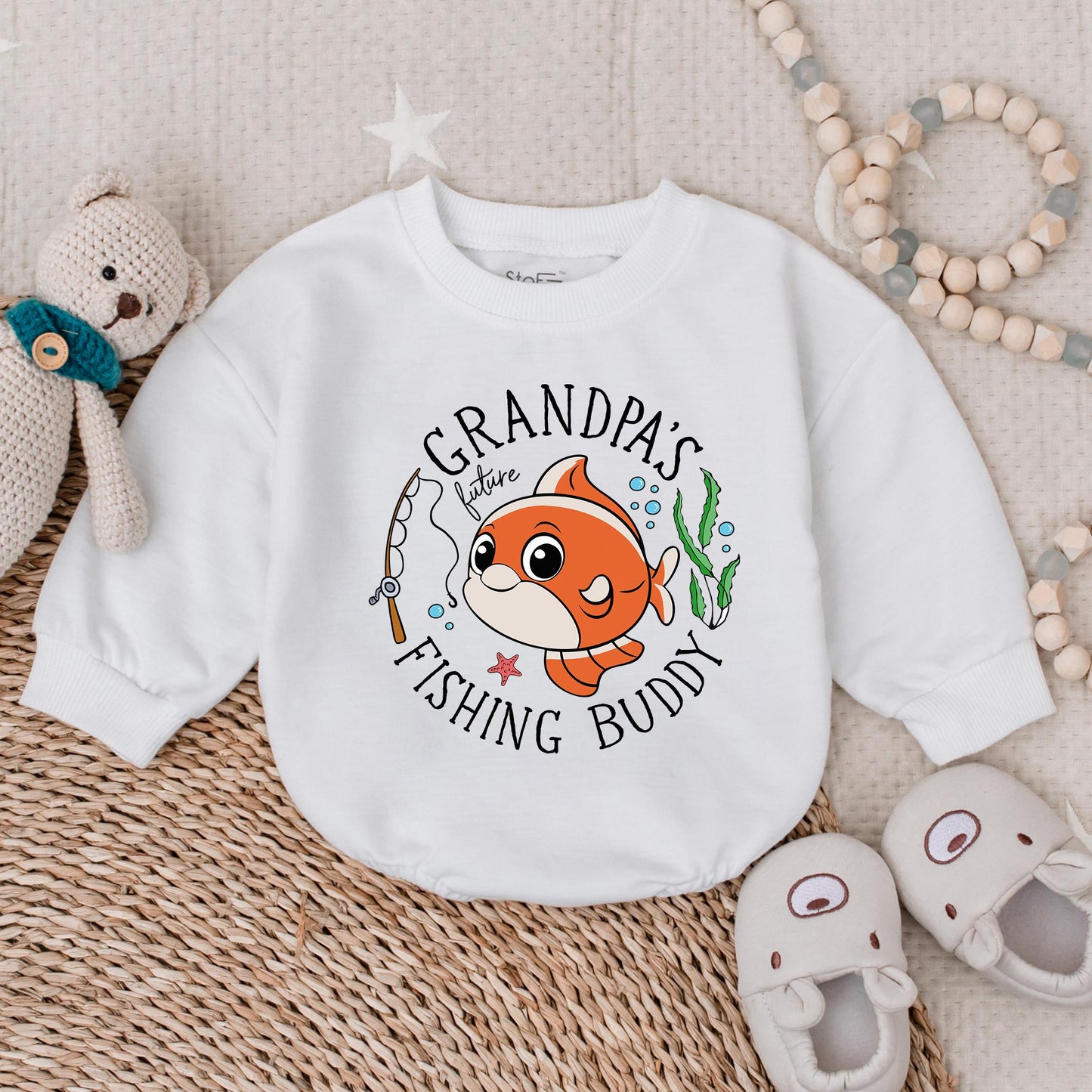 Grandpa's Future Fishing Buddy Baby Boy Romper First Father's Day Outfit Cute Newborn Bubble Bodysuit Gift Comfortable Cotton Apparel
