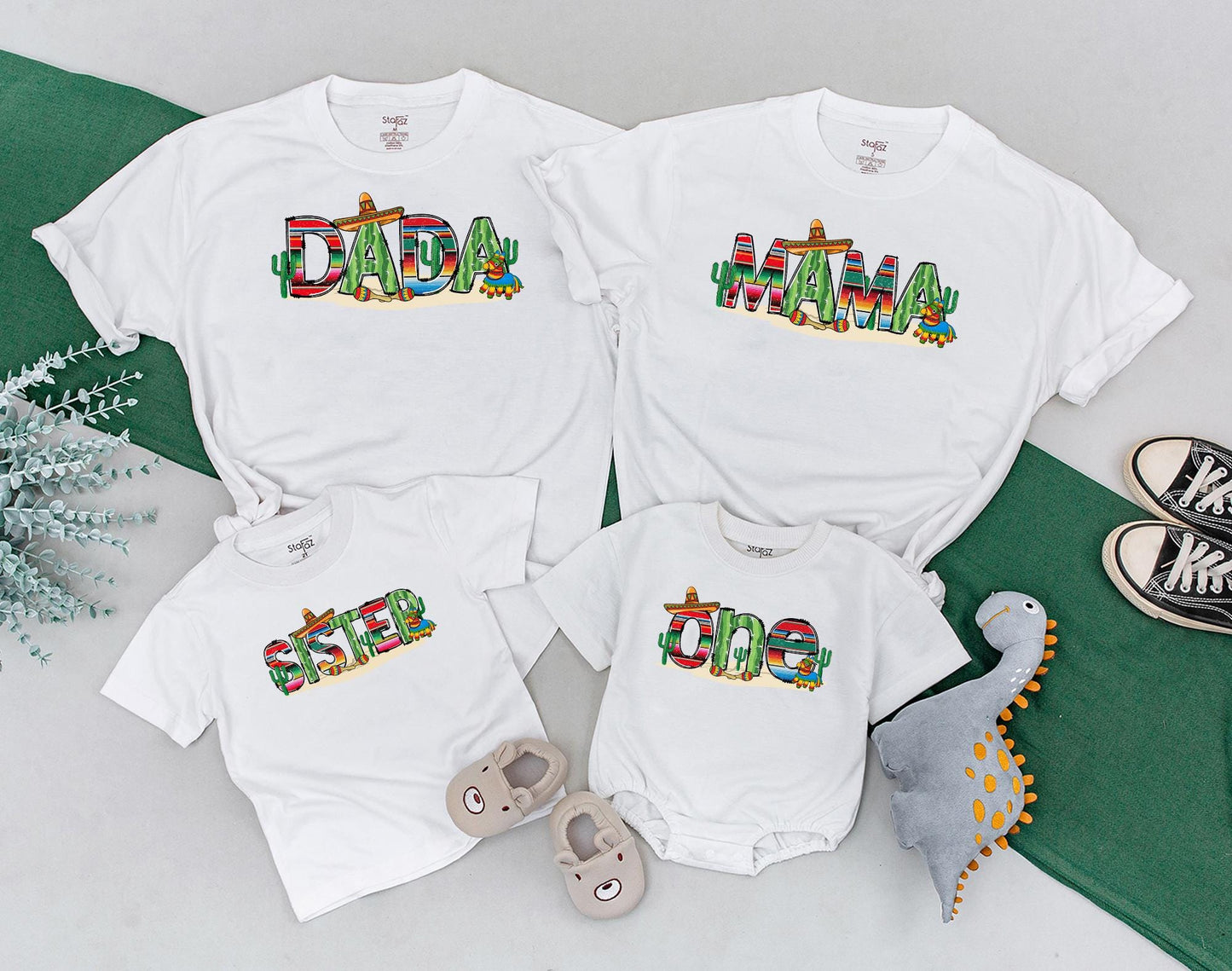 Uno Fiesta Birthday Shirt My First Fiesta Matching Family Outfit Taco Bout One Abuela Baby Bodysuit Mexican