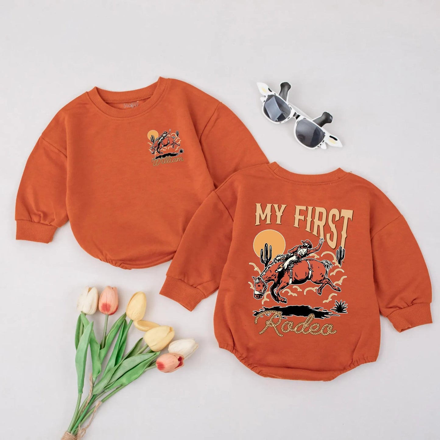 Personalized My First Rodeo Romper | Western Cowboy Baby Outfit Gift, Toddler Cowboy Cowgirl Rodeo Clothes, Rustic Baby Gift