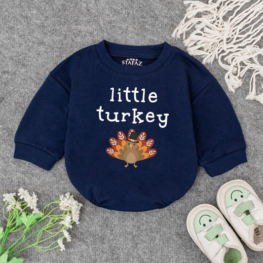 Little Turkey Thanksgiving Romper, Cute Cartoon Turkey Baby Outfit with Pilgrim Hat, First Thanksgiving Bodysuit, Thanksgiving Baby Shower Gift for Autumn Baby (139 chars)