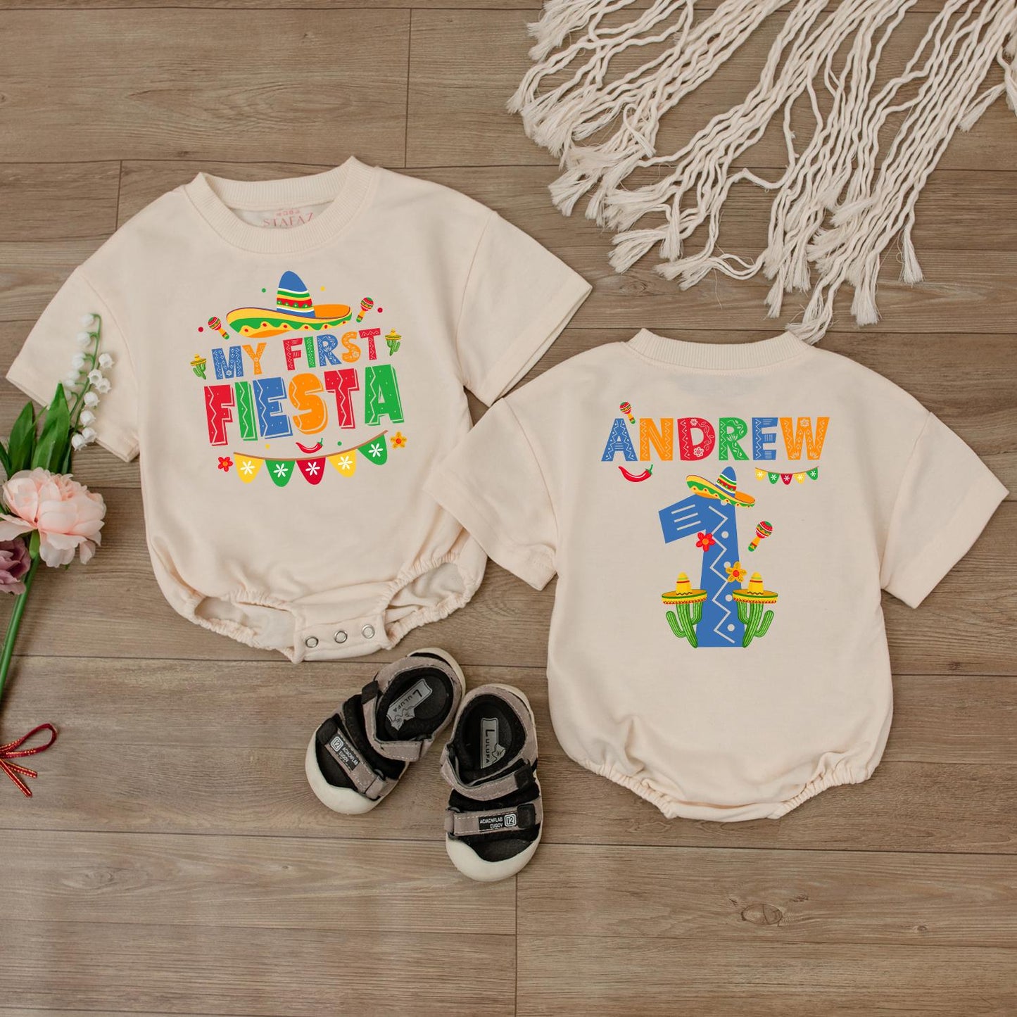 My First Fiesta Baby Bodysuit Uno Birthday Outfit Cinco de Mayo Romper Cute Baby Clothes Shower Gift Cotton Comfortable