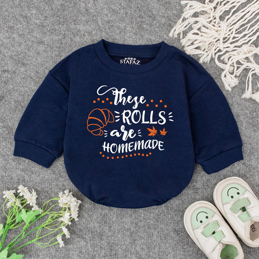 Homemade Rolls Fall Baby Outfit, Pumpkin Newborn Bubble Romper, Thanksgiving Bodysuit, Playful Autumn Kid Sweatshirt, Spooky Babe Clothes, Gift 139