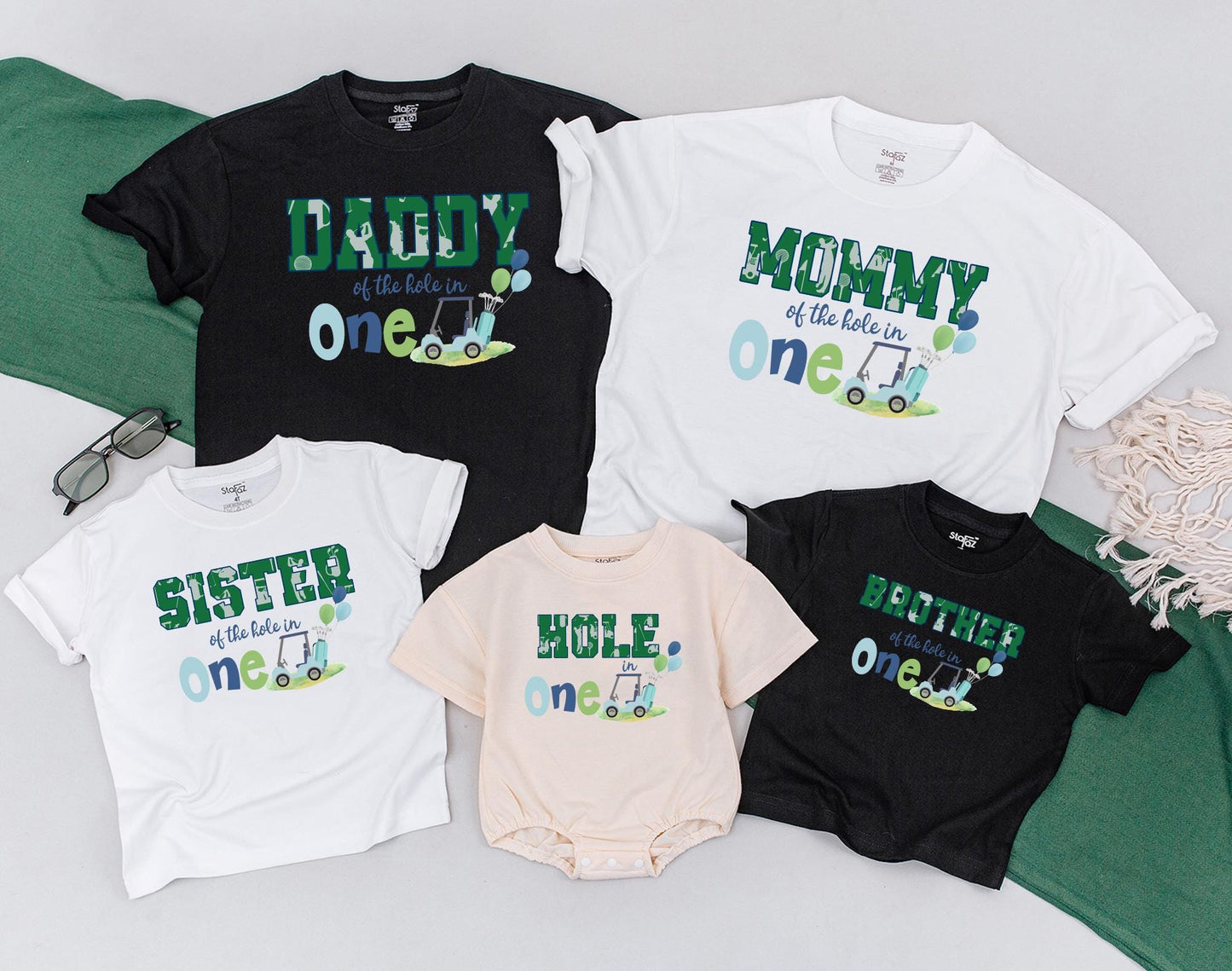 Hole in One 1st Birthday Golf Shirt, Matching Family Outfits, Baby Boy Bodysuit, Custom Toddler Golfing Party Shirts