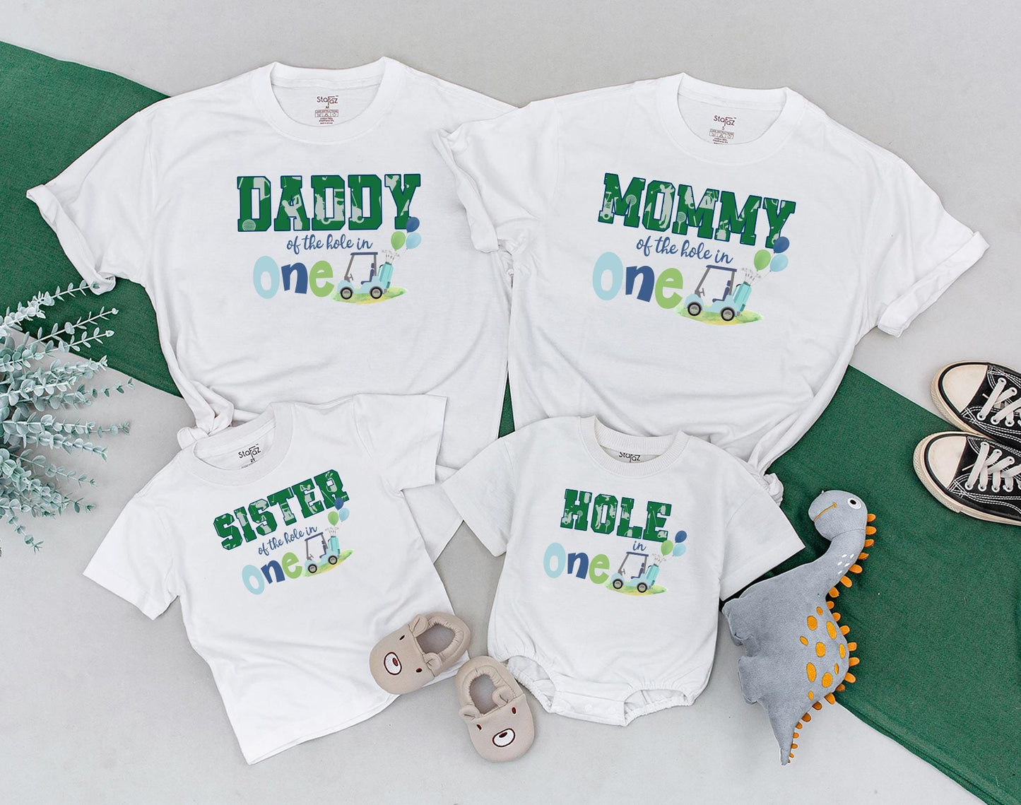 Hole in One 1st Birthday Golf Shirt, Matching Family Outfits, Baby Boy Bodysuit, Custom Toddler Golfing Party Shirts