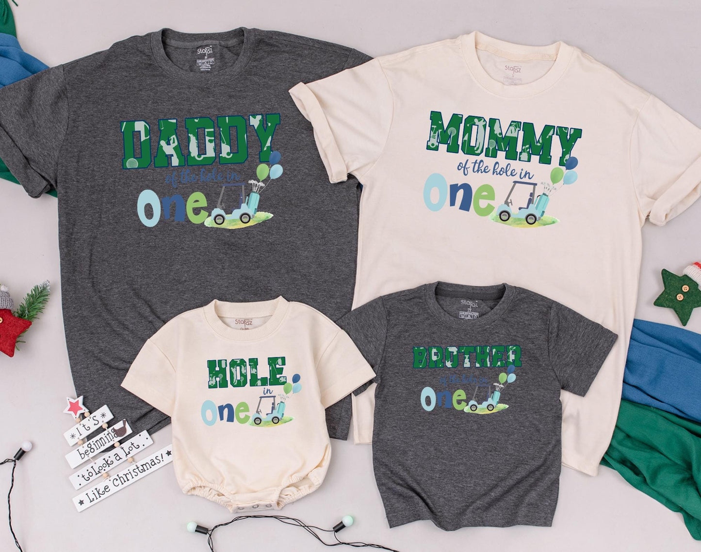 Hole in One 1st Birthday Golf Shirt, Matching Family Outfits, Baby Boy Bodysuit, Custom Toddler Golfing Party Shirts