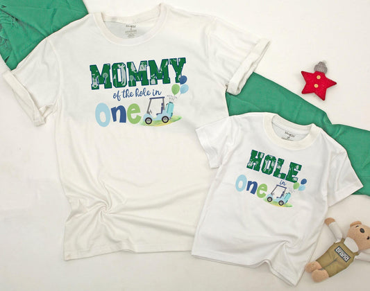 Hole in One 1st Birthday Golf Shirt, Matching Family Outfits, Baby Boy Bodysuit, Custom Toddler Golfing Party Shirts