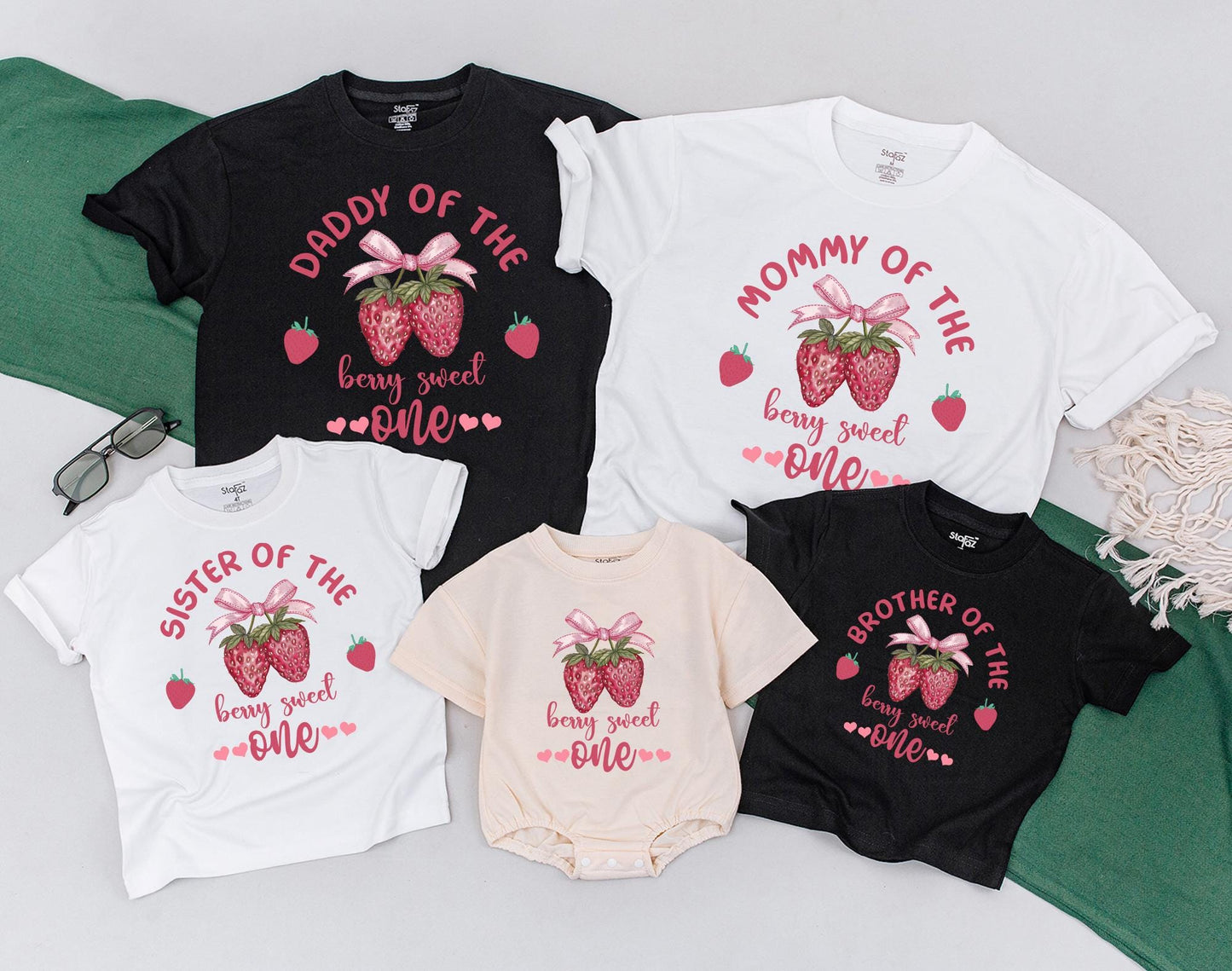 Berry First Birthday Family Matching Strawberry 1st Birthday Outfit Mommy and Me Mama Daddy Sweet One Outfit