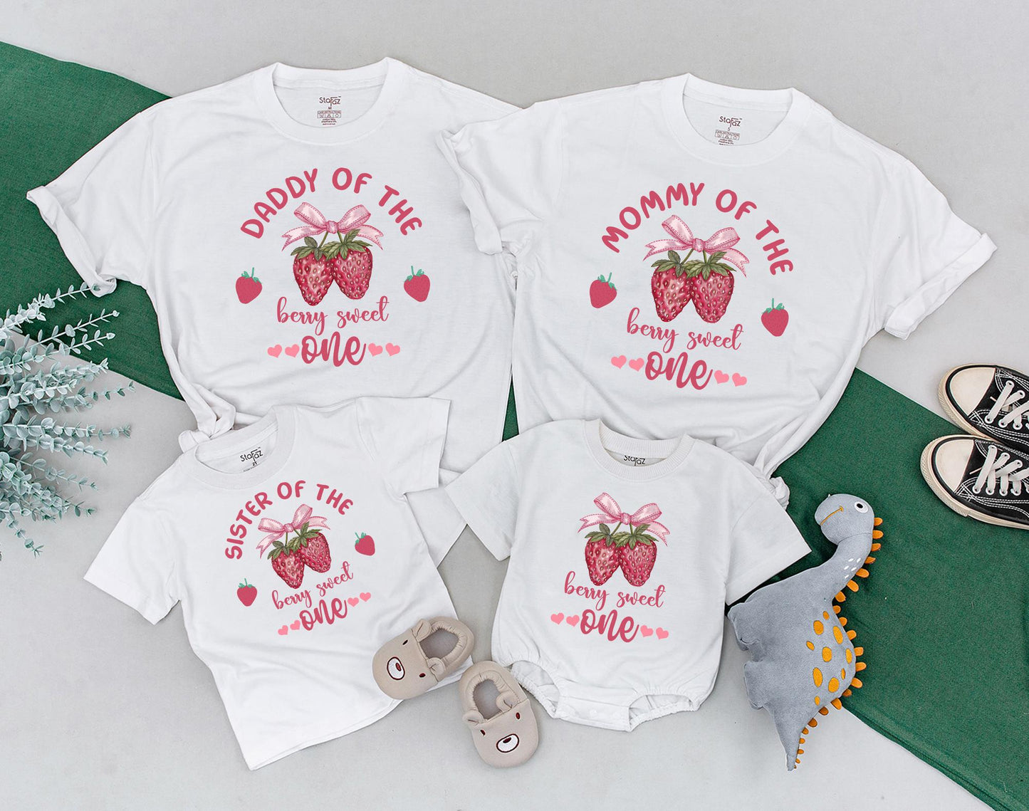Berry First Birthday Family Matching Strawberry 1st Birthday Outfit Mommy and Me Mama Daddy Sweet One Outfit