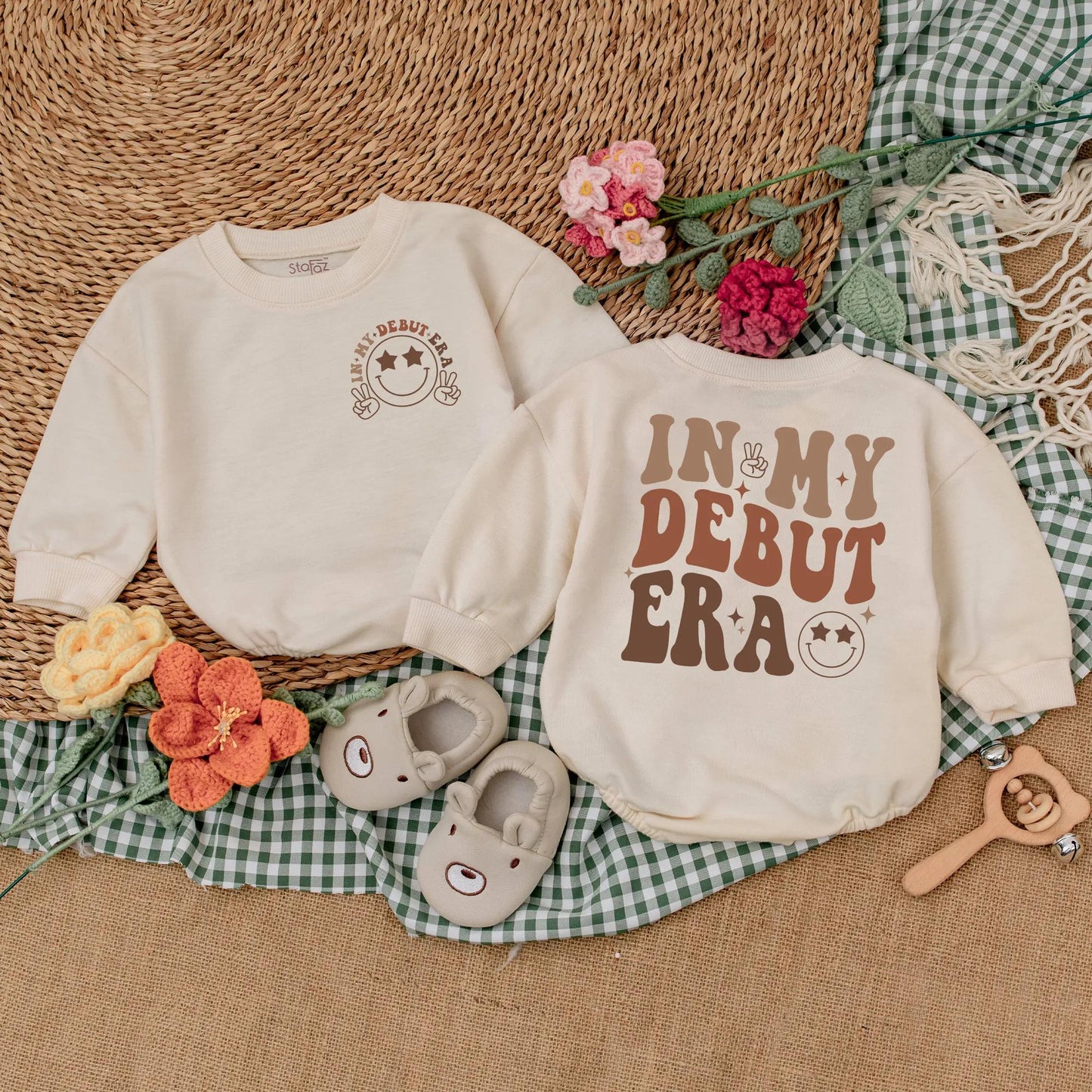 In My Debut Era Baby Romper Newborn Bodysuit Coming Home Outfit Gender Neutral Soft Baby Announcement Pregnancy Reveal Shower Gift