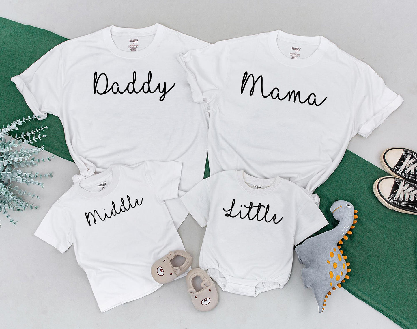 Matching Big Middle Little Sibling Shirts, Family Announcement Outfits, Baby Romper & Toddler Tee Gifts
