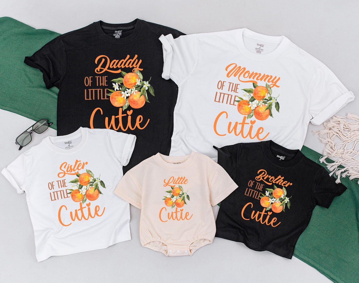 Personalized Little Cutie Orange Fruit Family Matching T-Shirts Baby Romper Sweet Newborn Outfit Baby Shower Gift Comfortable Cotton Apparel