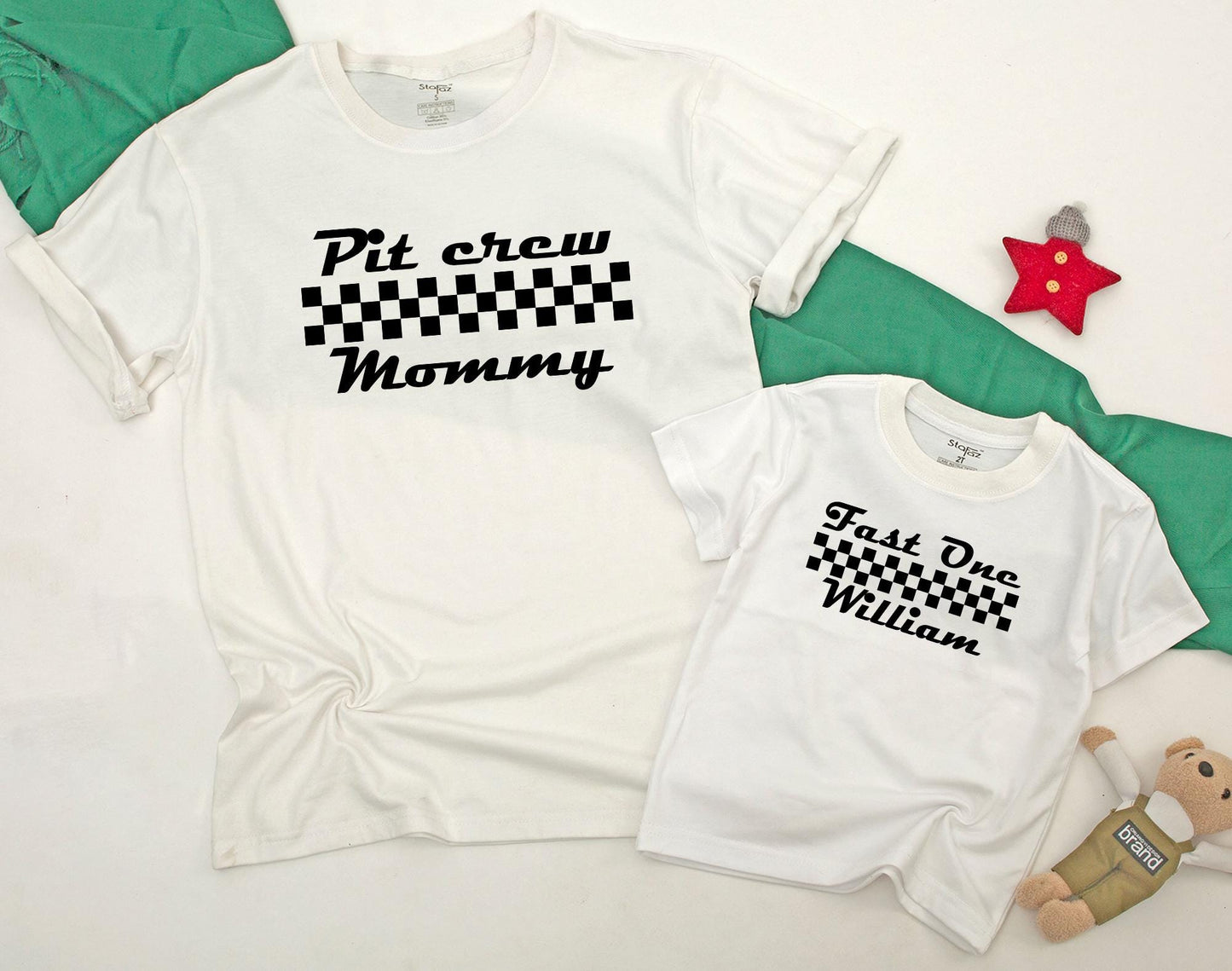 Fast One Race Car Family Matching Birthday Shirt 1st Birthday Boy Fast 1 Pit Crew Party Outfit Soft Cotton Tee