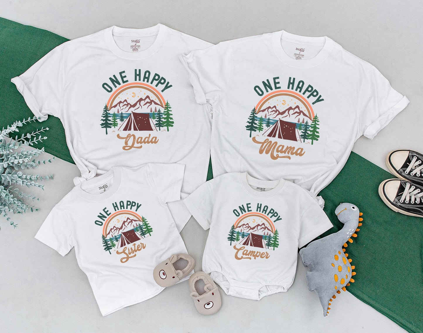One Happy Camper First Birthday Shirt Family Matching Camping Vacation Tees for Boys and Girls