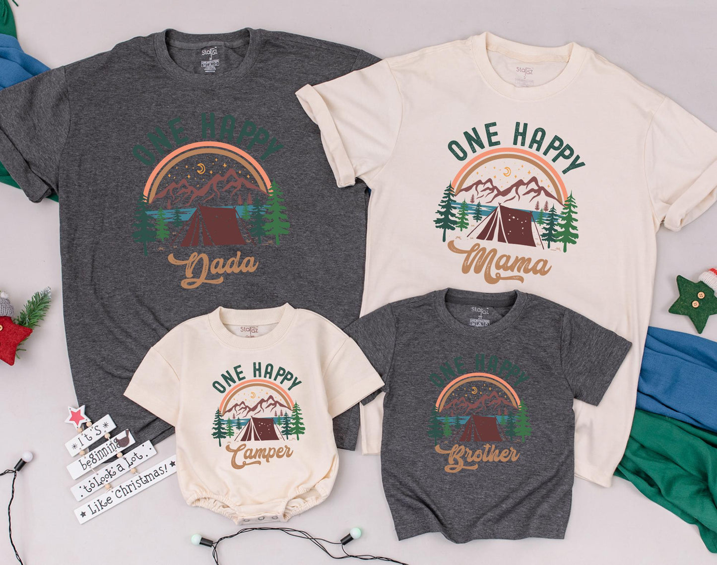 One Happy Camper First Birthday Shirt Family Matching Camping Vacation Tees for Boys and Girls