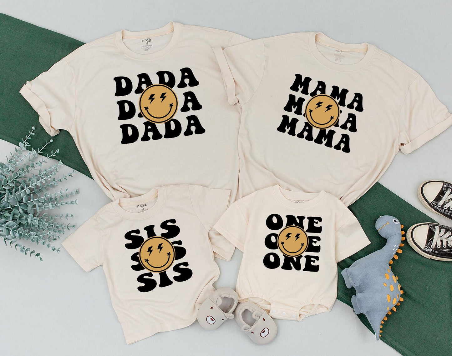 Matching One Happy Dude 1st Birthday Outfit for Baby Boy, Smile Romper, Mommy & Daddy Gift, Custom First Birthday Party
